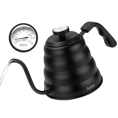 Tea Kettle For Stovetop,Gooseneck Pour Over Kettle,Thermometer,40oz,Black | Tea Kettle,Stainless Steel Induction Stove Top Kettle,Coffee pot,1.2L,1.3QT
