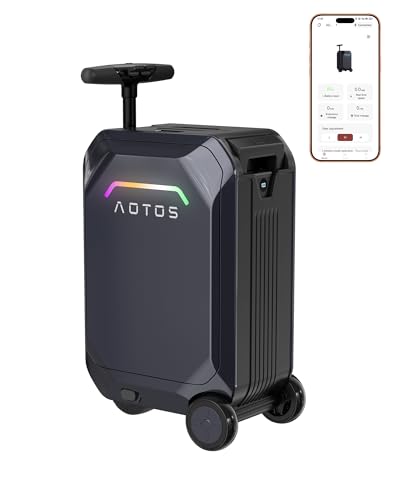 AOTOS Electric Suitcase-Riadeable luggage carry-on luggage 22x14x9-TSA Airline-Approved 22 inch Hardshell Zipperless Travel Suitcase App Control-Cabin Suitcase for Airport Travel