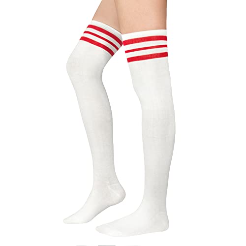 Image of Zando Womens Stripes Thigh High Socks Thigh Highs Casual Knee High Stockings