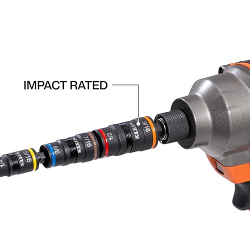 Image of Klein Tools 32933KIT SAE and Metric Impact-Rated Socket Set, 6 Flip Sockets with 12 Hex Driver Sizes, 1 /4-Inch Bit Holder, Two Impact-Rated 5-Inch Shafts