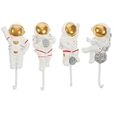 Beavorty Gancho para colgar en la pared de astronauta, 4 unidades, gancho de astronauta, soporte para paraguas, ganchos de pared, ganchos para colgar abrigos, esculturas, accesorios de baño para niños