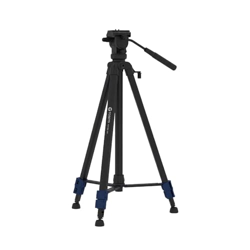 Image of Toreto Atlas X1 Pro 1.8m Professional Tripod for Smartphones, DSLR & DV Camera, Fluid Pan Head with Bubble Level, 360 Rotation, Rubberized Anti-Slip Legs, Quick Release Plate