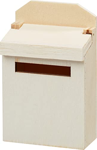 HobbyFun Miniatur Hänge-Briefkasten aus Holz 4.6x6.9x2.6 cm Winter Deko Puppenhaus Zubehör Modellbau Vintage Look