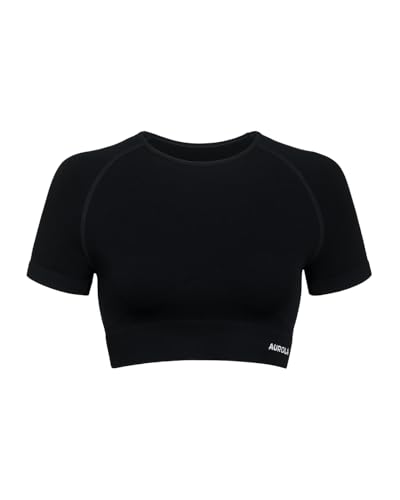Image of AUROLA Serpent Snake Seamless Workout T-Shirts for Women,Short Sleeve Crop Top Gym Yoga Athletic Shirts Tee