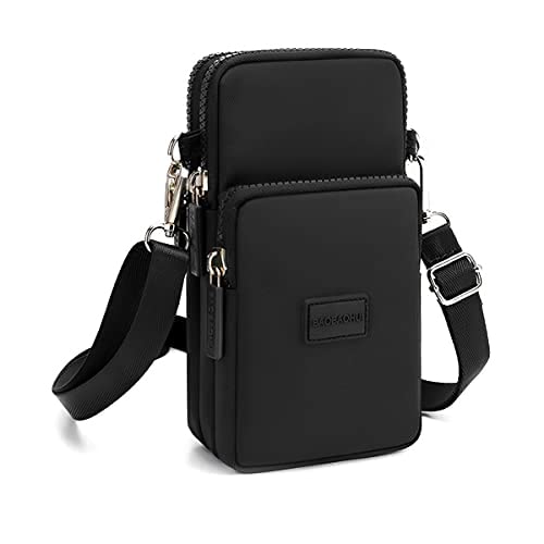 PALAY® Small Crossbody Phone Bag for Women Mini Wallet Bags with Adjustable Shoulder Strap Wallet Clutch Bag for Girls Zipper Phone Pouch Handbag Armband Case Black