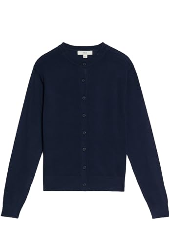 Marks & Spencer Cárdigan de Cuello Redondo con Botones en el Delantero Azul Marino Mujeres UK 14 (EU 42)