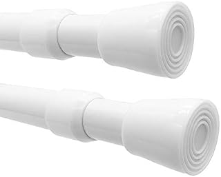 Caserry Shower Curtain Rods Pack of 2, 135-250cm (53"-98") Rust-Resistance Adjustable Spring Tension Rod for Bathroom or Doorways, White