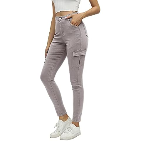 Ecupper Cargohose Damen Jeans High Waist Multi Taschen Skinny Wanderhose Outdoorhose Cover
