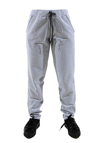 Calça de Moletom Feminina Cós Alto Inverno Flanelada Longa Lisa (G, cinza)