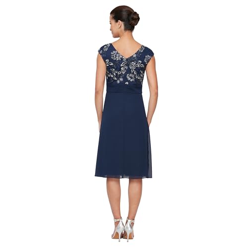 Alex Evenings Women's Short Sleeveless A-line Gown with Embroidered Empire Bodice, Cocktail Dress for Special Occasions2