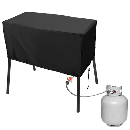 Heavy-Duty Waterproof Patio Cover for 2-Burner Outdoor Cooking System, Camp Stove Protector, Tear-Resistant Gas Cooker Canopy, Protective Shield for Outdoor Kitchen (Black)