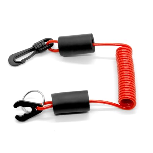 TRKETA Boat Kill Switch Lanyard with Dual Floats, Universal Engine Safety Stop Cord Compatible with Yamaha WaveRunner, Jet Ski, PWC Outboard Motor, 1-Key Red