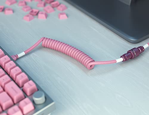 Glorious PC Gaming Race Coiled Cable Phantom Black, USB-C auf USB-A Spiralkabel, USB C Kabel Spiralkabel, Coiled Cable Keyboard mit Aviator Plug, 1,37 Meters, Ordentlich USB C Spiralkabel, schwarz