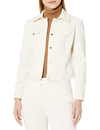 Anne Klein Women's Seamed Corduroy Button Front Jacket, Anne White, 6