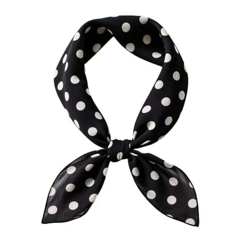 Polka Dot Scarf 1950s Chiffon Scarf Retro Hair Tie Sheer Square Neckerchief for Women