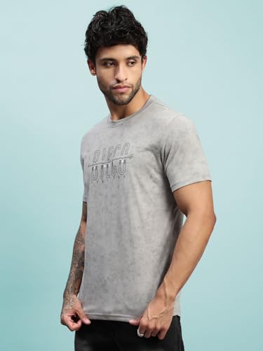 Image of Lux Nitro Men's Cloud Burst Printed Half Sleeve T-Shirt | Cotton Blend Round Neck Tee | Regular Fit Casual Wear