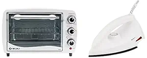 Bajaj Majesty DX 6 1000-Watt Dry Iron (White) & Majesty 1603 T 16-Litre Oven Toaster Grill (White) Combo