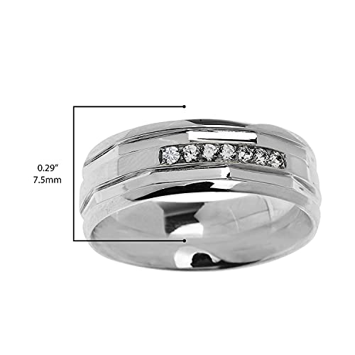 .925 Sterling Silver 1/10 CTTW Diamond Angular Wedding Band (K-M Color, I1-I2 Clarity)3