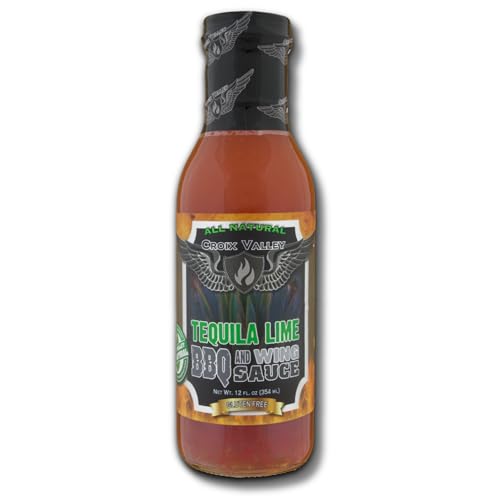 Croix Valley Tequila Lime BBQ & Wing Sauce – 3 Pack (12 oz Glass Bottles) – Bright Lime with Barrel-Aged Tequila Depth – Zero Sodium , Gluten-Free, No MSG, Vegan – Citrus-Forward Tequila Barbecue Glaze