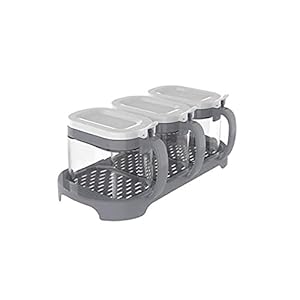 Spice Doos Transparant Glas Spice Jars,voor het opslaan van zout,suiker,honing,kaas,specerijen,kruiden,kleur:witgrijs,1…