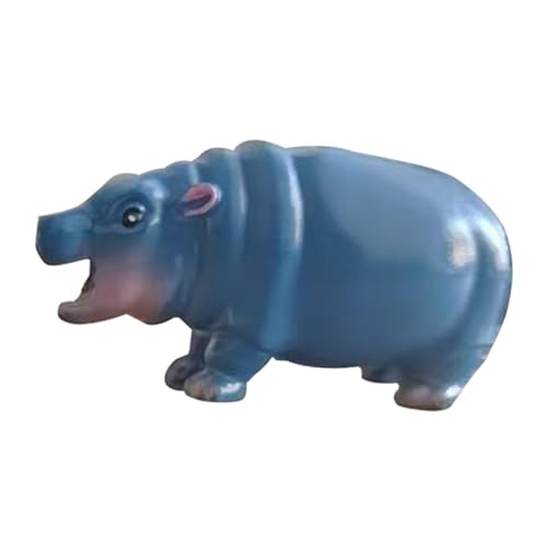 Statue d'hippopotame en résine bleue décoration de table pour bureau et étagère