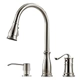 APPASO 3 Hole Pull Down Kitchen Faucet with Pull Down Sprayer Stainless Steel Brushed Nickel, 2 Hole...