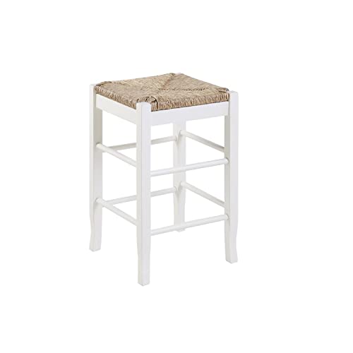 Boraam Square Rush Seat Counter Height Stool, 24-Inch, White #TOP22