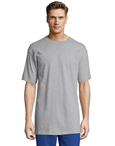 Hanes mens Hanes Men's Beefy Tall Short Sleeve Tee Value Pack (2-pack) fashion t shirts, Light Steel, Large Tall US