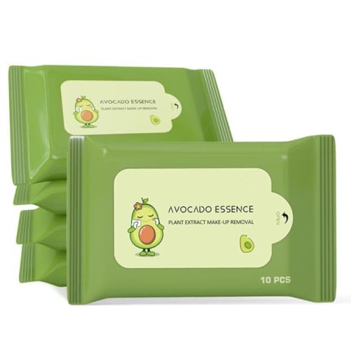 Travel essentials，Avocado Essence Makeup Remover Wipes,7 * 5.9in,for All Skin Types, Soothing Makeup Remover & Facial Cleansing Towelettes, 50 Ct. (5-Pack)