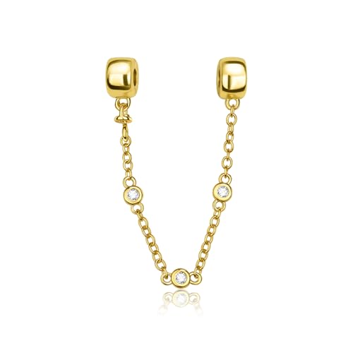 Image of ARTCHARM Clasp Love Safety Chain Charm - Authentic 925 Sterling Silver Heart Beads - Fit European Style Bracelet