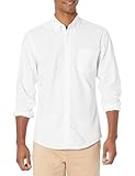 Amazon Essentials Men's Slim-Fit Long-Sleeve Solid Pocket Oxford Shirt, White, X-Large