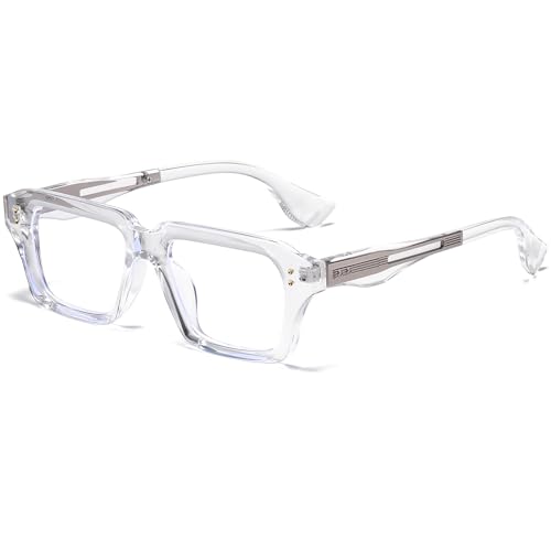Image of AIEYEZO Fashion Square Blue Light Glasses for Men Women Retro Thick Frame Blue Light Blocking Computer Glasses
