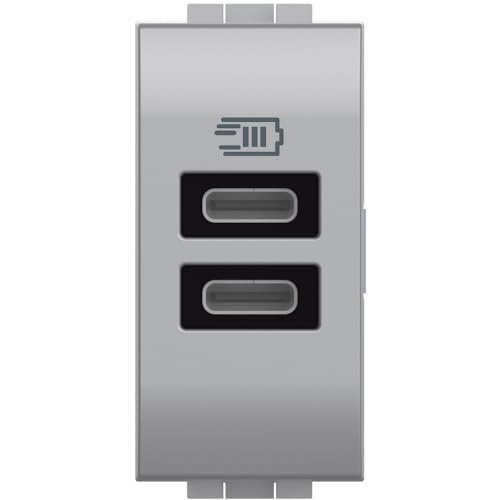 Cargador USB doble Tipo C Bticino NT4191CC mecanismo empotrable de 15W y 1 plaza para pared Tech
