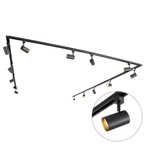 QAZQA - Modern Modernes 1-Phasen-Schienensystem Komplettset I Spotlight I Deckenspot I Deckenstrahler I Strahler mit 14 Spot I Spotlight I Deckenspot I Deckenstrahler I Strahler I Lampe I Leuchtes sch