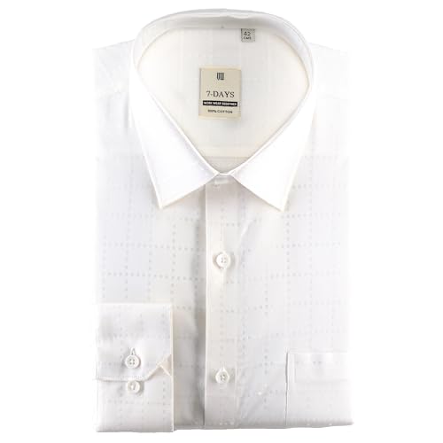 Image of 7-DAYS Men's Premium Formal Shirts - Regular Fit, Full Sleeve, 100% Pure Cotton, Self-Design, with Pocket - Stylish Office Shirts for Men