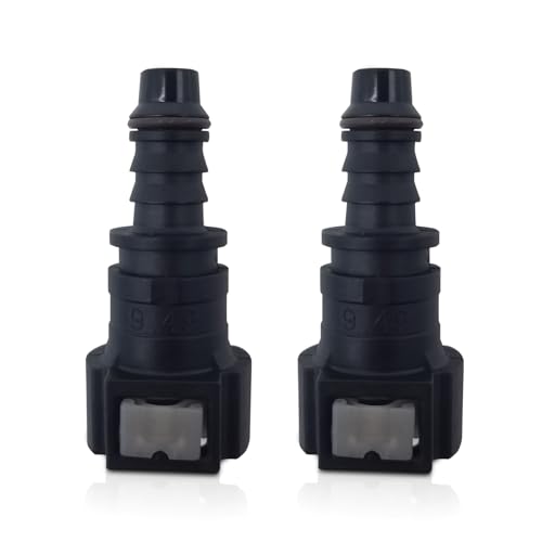 yorpyep 2 PCS Fuel Line Quick Connector, Straight 3/8" 9.49-ID8 Nylon Tubing with Seal Ring, Leak-proof Fuel Pump Quick Plug for 9.49 Male Connector, for Cars Repair Accessories (Black #Straight)