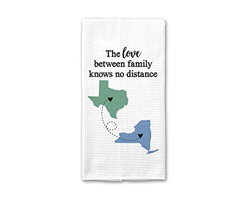 Long Distance State Waffle Weave Dish Towel | Personalized Kitchen Towel | Going Away Gift | Personalized Dish Towel | Grandparent Gift #TOP14