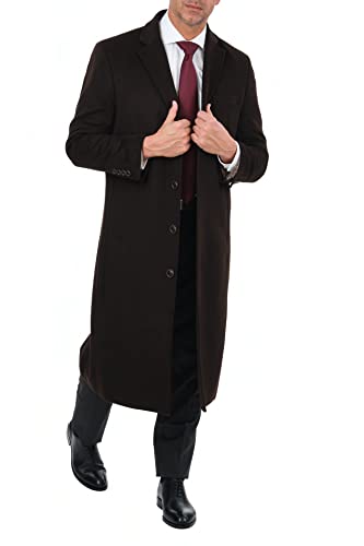 Image of THE SUIT DEPOT Mens Single Breasted Wool Cashmere Full Length Overcoat