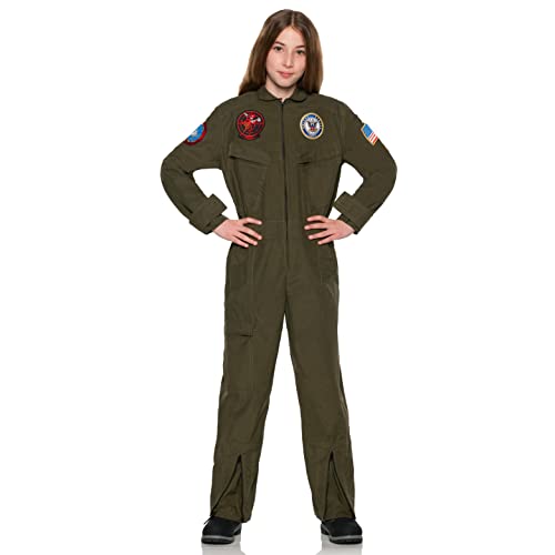 UNDERWRAPS TOPGUN Kid's Pilot Jumpsuit - Officially Licensed US NAVY® TOPGUN Costume, Kids Fighter Pilot Jumpsuit Halloween Costume, Boys and Girls, Large