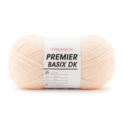 Premier Yarns Basix DK Weight Yarn, Made of Acrylic, Ideal Yarn for Crocheting and Knitting, Machine-Washable, Blush, 3.5 oz, 306 Yards