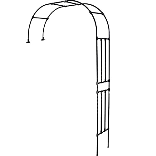 PLUY Arche Jardin, Exterieur Arche en MéTal, Treillis Demi-Arche Rose Arch MéTal Aspect Rouille, Arche de Jardin, Pergola Convient pour Mariage, Jardin, DéCoration (Noir, Blanc)