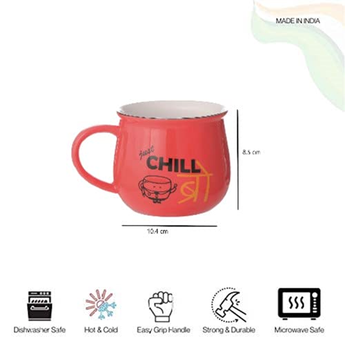 Image of JCPL Porcelain Printed Donald Ceramic Mugs Just Chill Bro - 1 Piece, Multicolor, 350 ml
