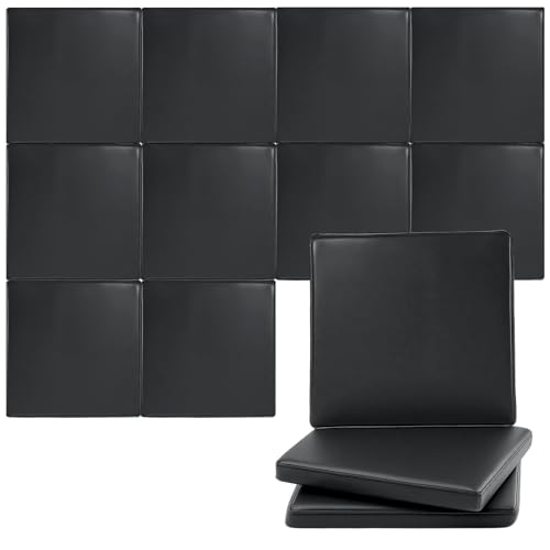 Hahafelt 6 Pack Golf Wall Padding Golf Simulator Enclosure Safety Padding Memory Foam with PU Leather Surface for Soundproof Impact Protection (Black 20 x 20 x 2 Inches)