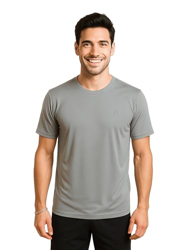 Image of Force NXT Men's Premium Microfiber Fabric Solid T-Shirt | Round Neck Half-Sleeves T-Shirt for Men | Sweat Wicking with Label Free for Daily Uses