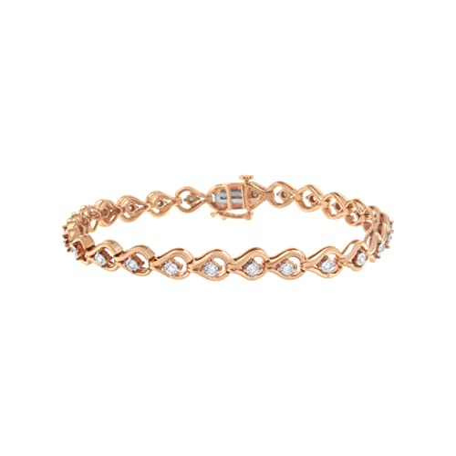Haus of Brilliance Rose Gold over .925 Sterling Silver 1/4 Cttw Diamond Miracle-Set Teardrop Shaped 7” Link Bracelet (I-J Color, I3 Clarity)