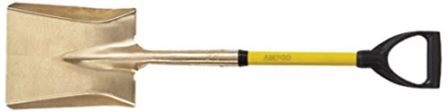 Ampco Safety Tools S-84FG Square Point Shovel, Non-Sparking, Non-Magnetic, Corrosion Resistant, D-Grip, 37" OAL