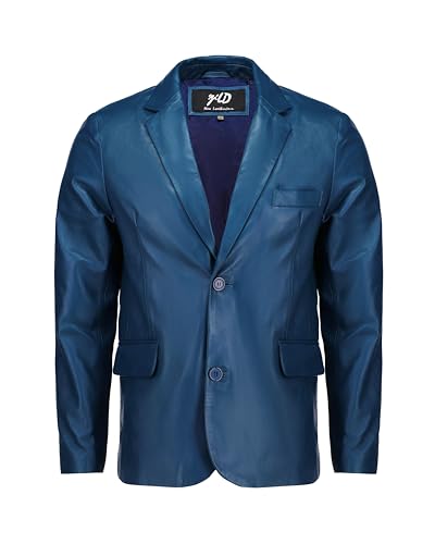 Image of Jild Invisible Stitching Casual Leather Blazer for Men - 2-Button Closure Coat Style Regular Fit Lambskin Leather Jacket Men