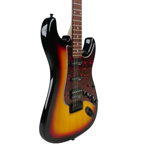 Image of SEST230 HSS Electric Guitar with Bag | Beginner Electric Guitar Kit, HSS Pickups, Basswood Body, Maple Neck & Rosewood Fretboard, Tremolo Bridge| Includes Padded Gig Bag & Allen Key (Sunburst)