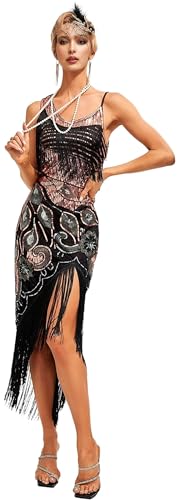 Image of Peacock-inspired 1920s Gatsby Beaded Flapper Sling Dress Womens Vintage Cocktail Dress W /Complete Accessories Set