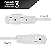 GE 3-Outlet Flat Extension Cord 8 Ft Grounded Extension Cord with Multiple Outlets 3 Prong Outlet Extender Flat Plug Indoor Power Strip 16 Gauge UL Listed White 50251
